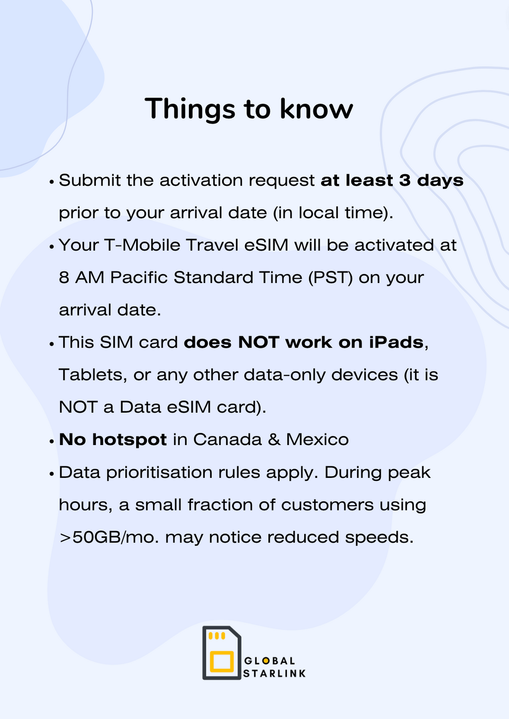 USA & Hawaii Prepaid Travel eSIM Card - T-Mobile