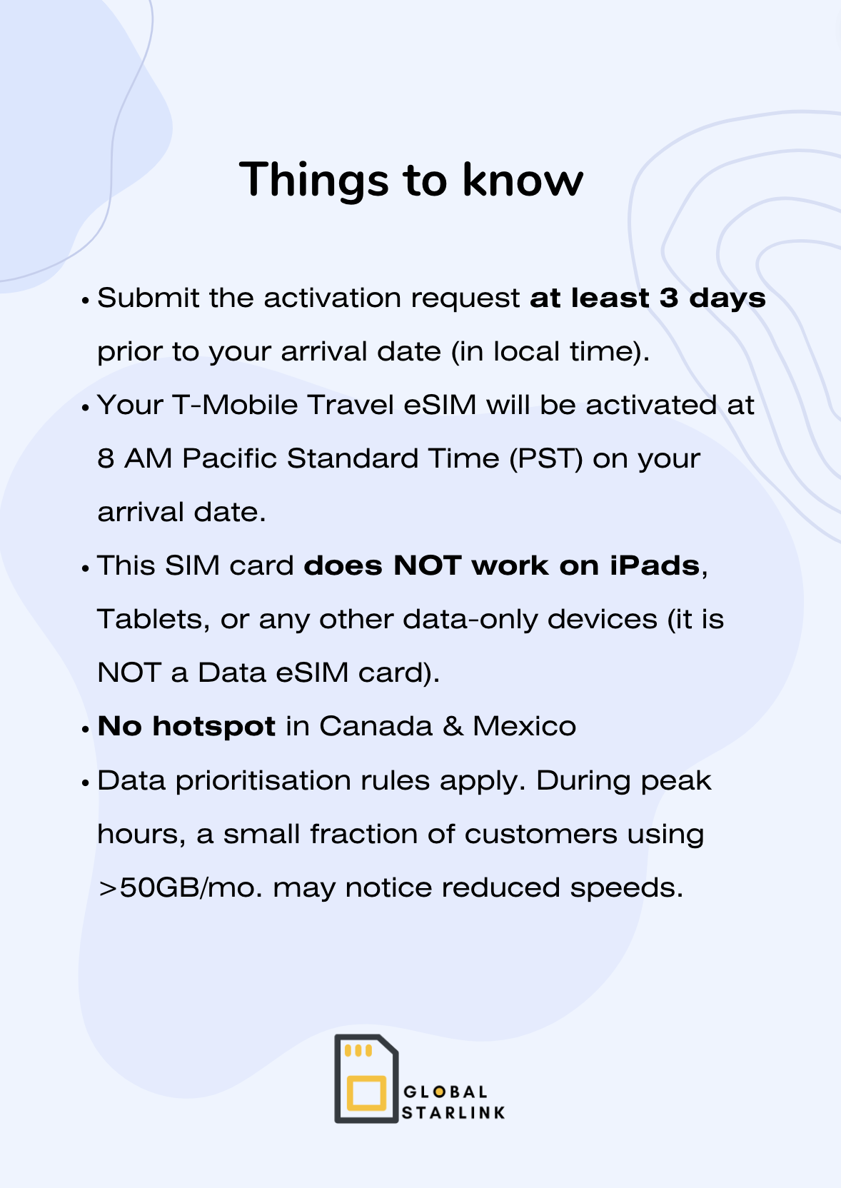 USA & Hawaii Prepaid Travel eSIM Card - T-Mobile