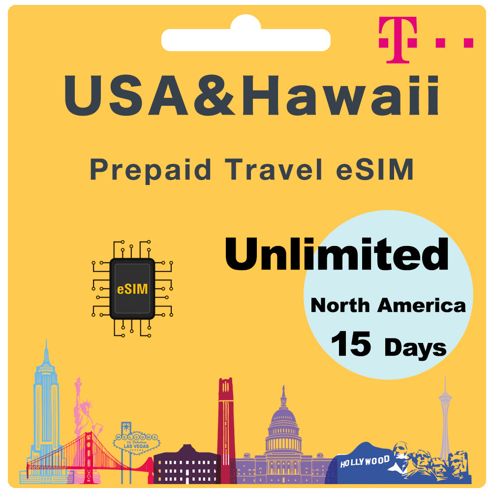 USA & Hawaii Prepaid Travel eSIM Card - T-Mobile