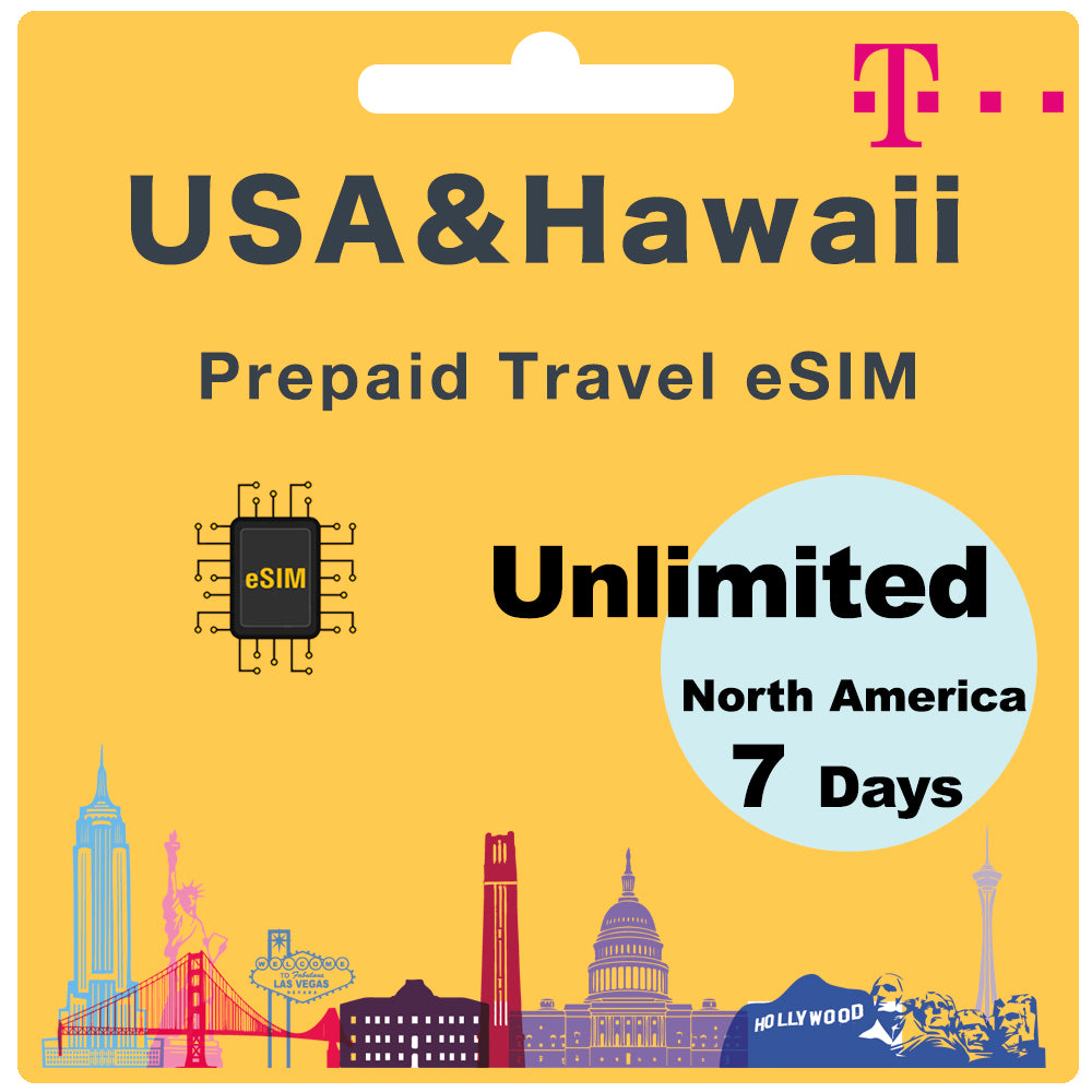 USA & Hawaii Prepaid Travel eSIM Card - T-Mobile